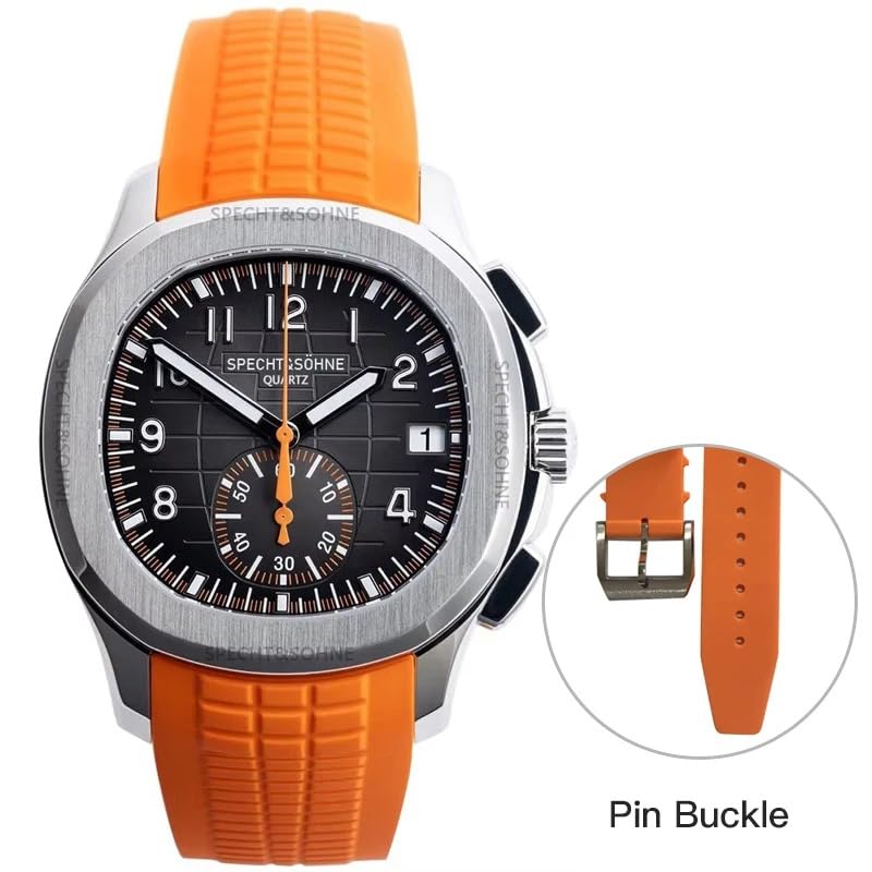 Men's Quartz Chronograph Watch Stainless Steel Sapphire Crystal Rubber Strap 40MM S42267