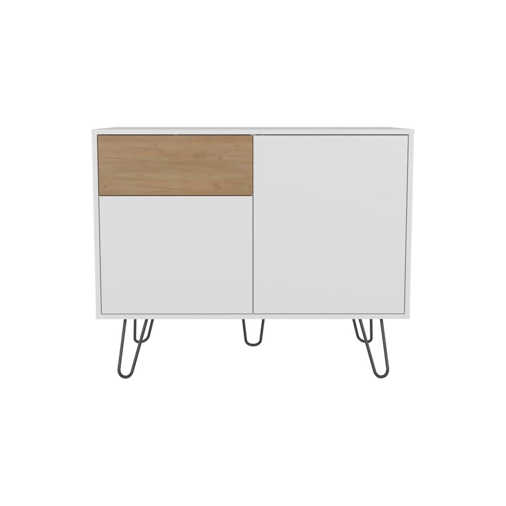 39" White Natural Oak Console Table with Storage I979424