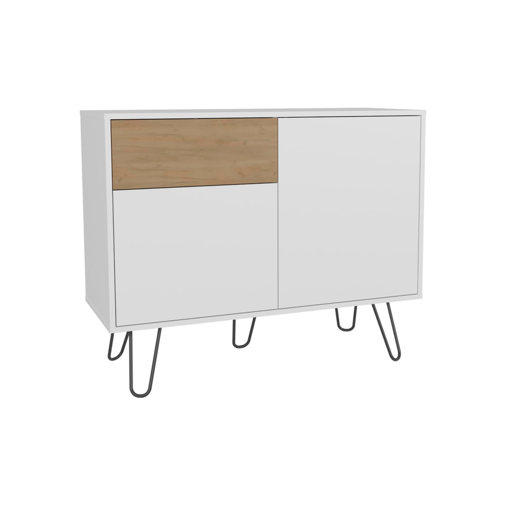 39" White Natural Oak Console Table with Storage I979424