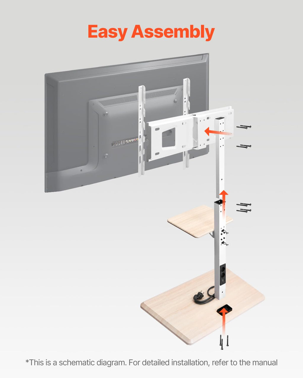 Rolling TV Stand for 32-70 Inch Screens, Height Adjustable with Tray Z500
