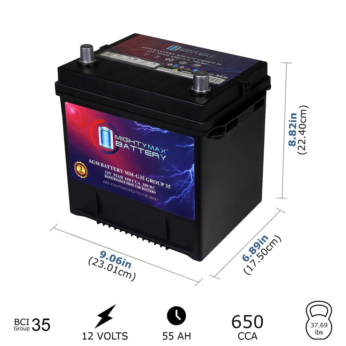 12V 55Ah AGM Replacement Battery Z8724