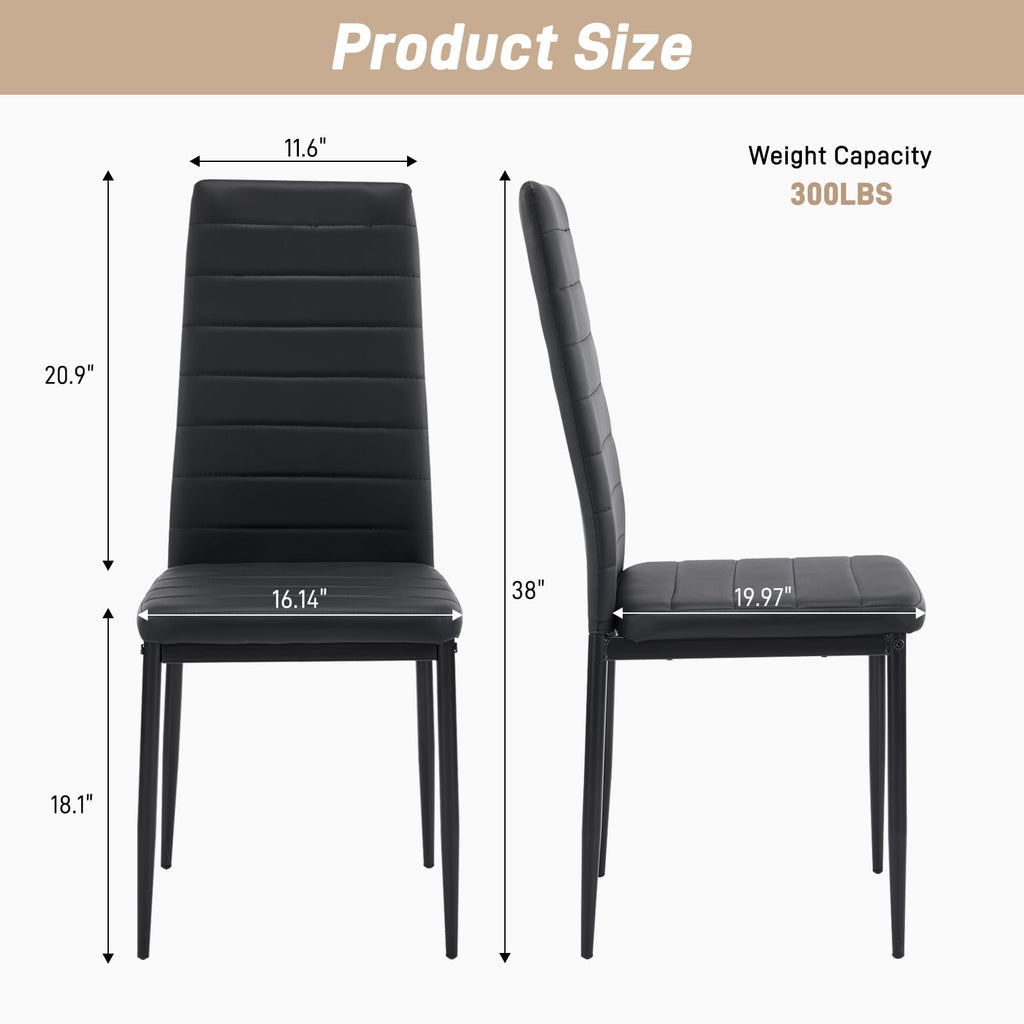 Black PU Leather Dining Chairs Set of 4 W608047