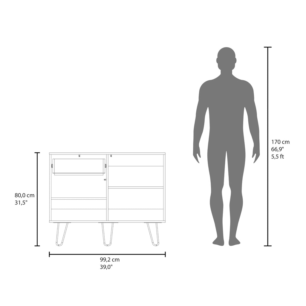 39" White Natural Oak Console Table with Storage I979424