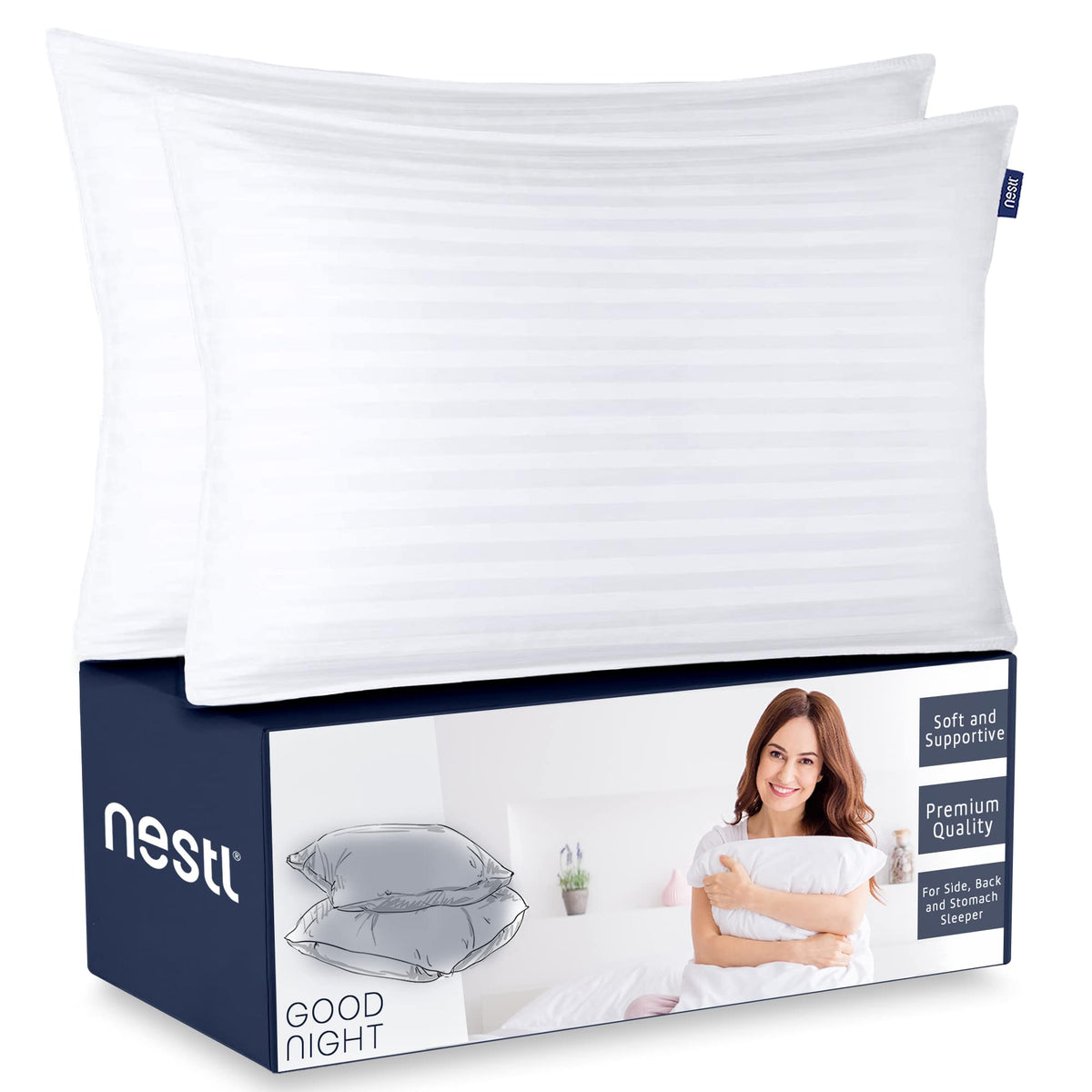 Queen Size Cotton Down Alternative Pillows Set of 2 N524