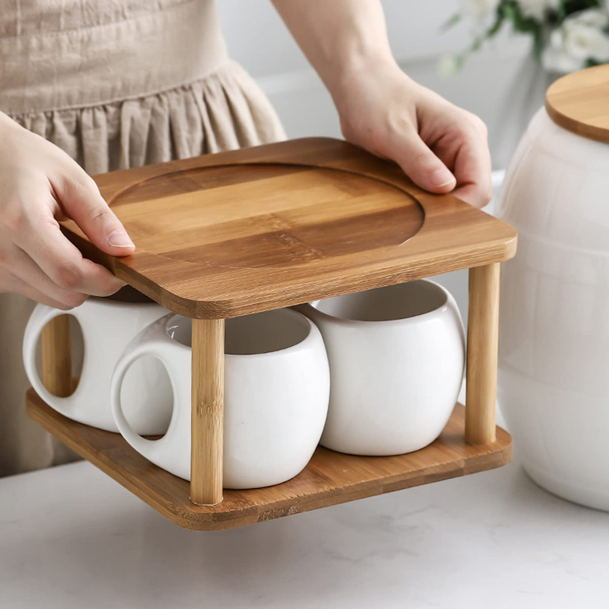 Ceramic Beverage Dispenser with Stainless Steel Spigot Y39211