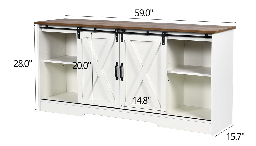 White Farmhouse TV Stand for 65 Inch TV Q5268