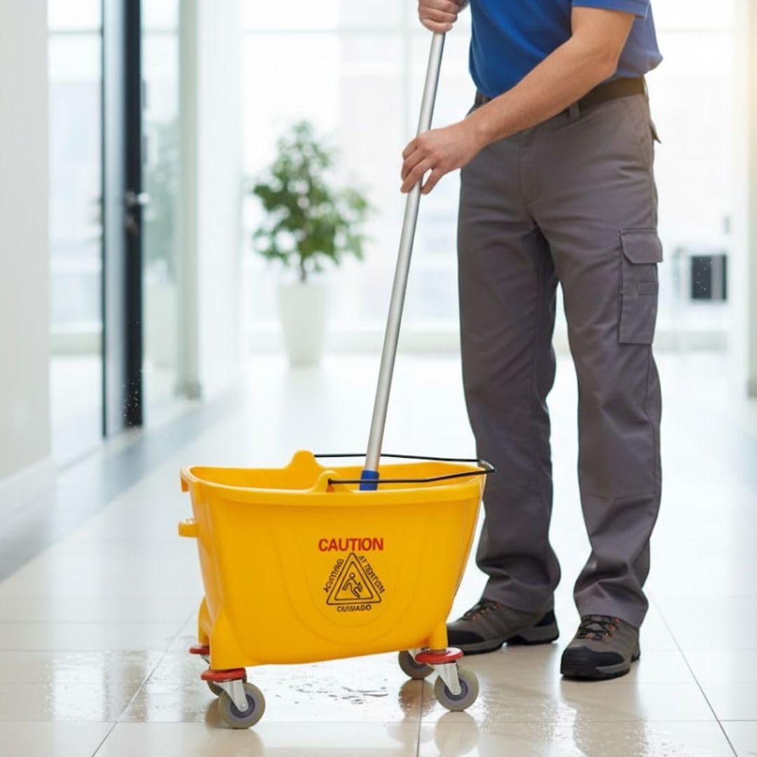 35 qt. Yellow Mop Bucket on Wheels C491