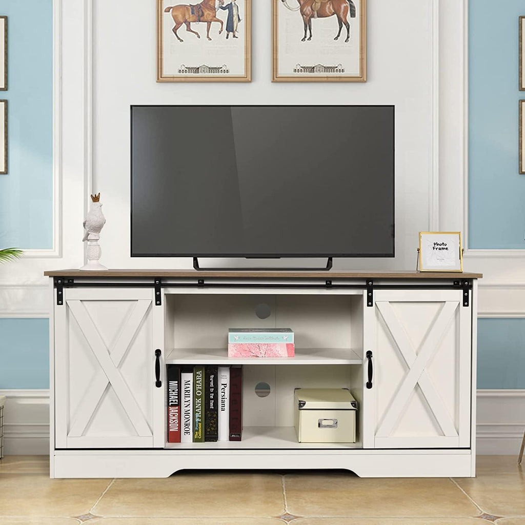 White Farmhouse TV Stand for 65 Inch TV Q5268