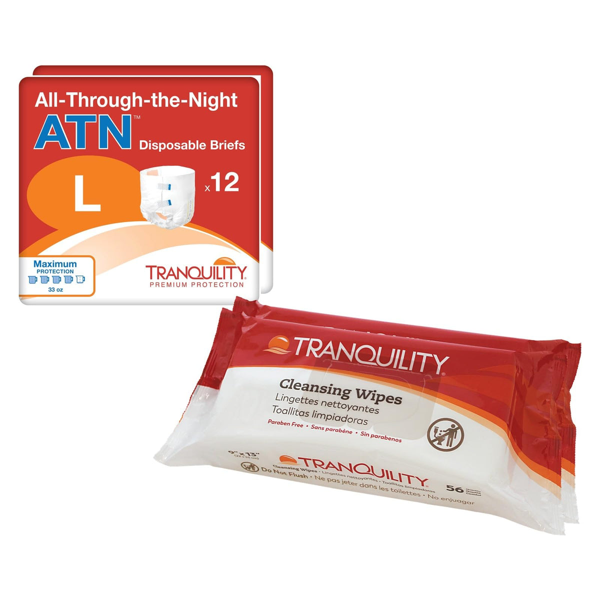 Large Briefs Starter Pack, 2 Bags + Cleansing Wipes S6943