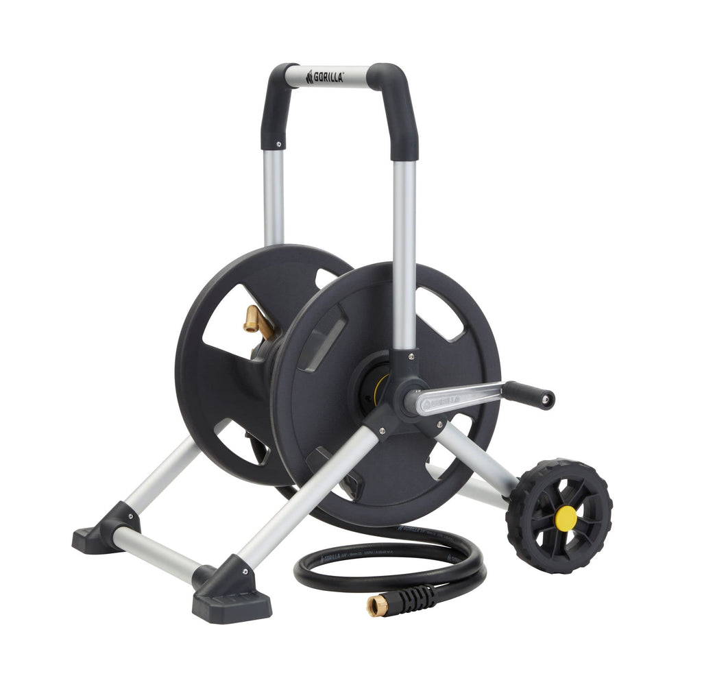 Aluminum Garden Hose Reel, 200 Ft, Brass Fittings O2002