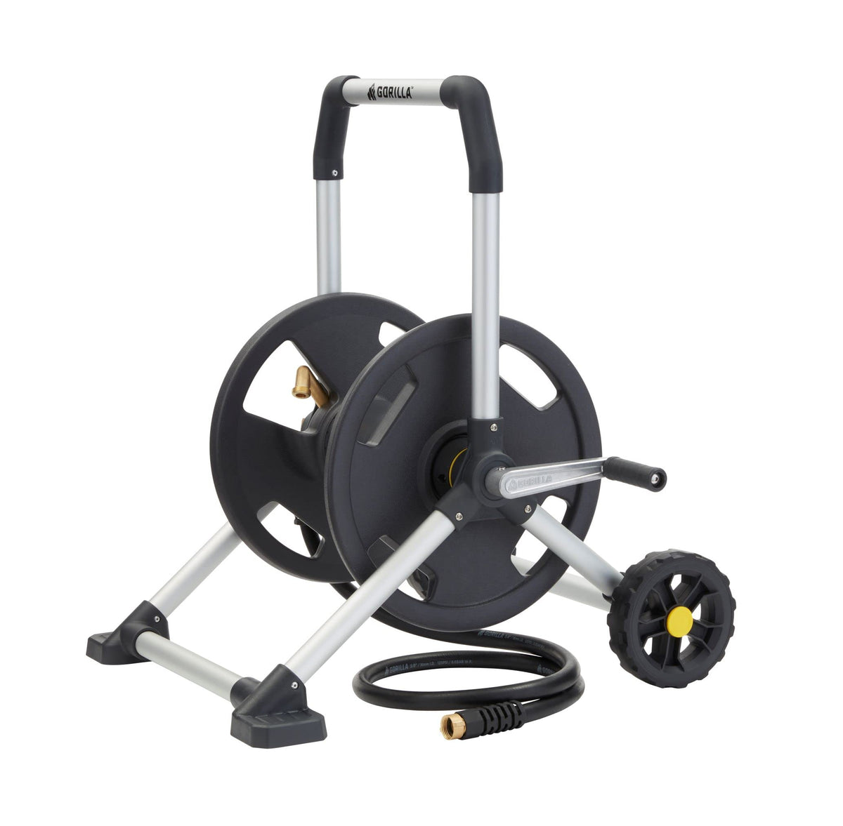 Aluminum Garden Hose Reel, 200 Ft, Brass Fittings O2002