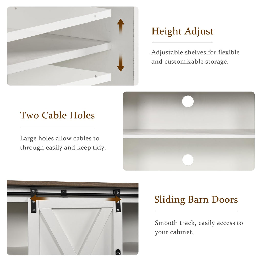 White Farmhouse TV Stand for 65 Inch TV Q5268