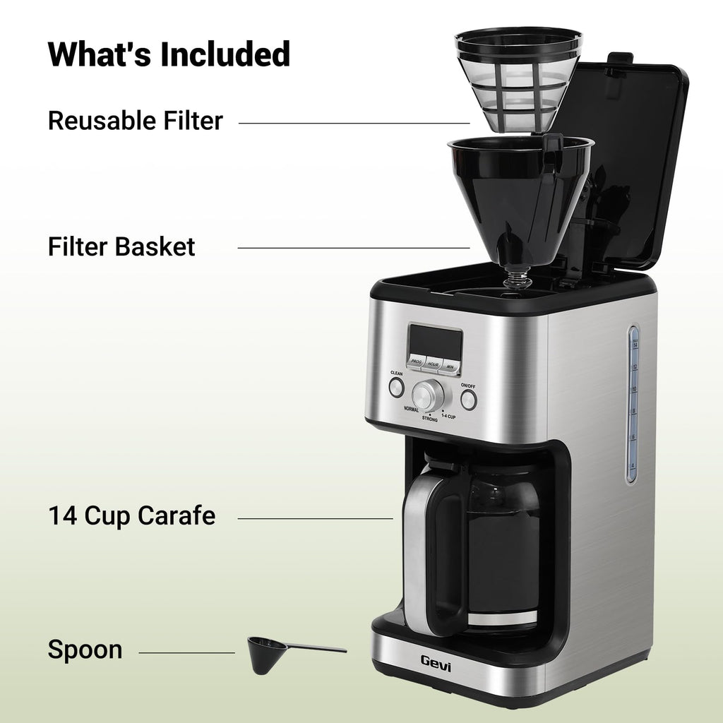 14 Cup Programmable Drip Coffee Maker with Glass Carafe J347