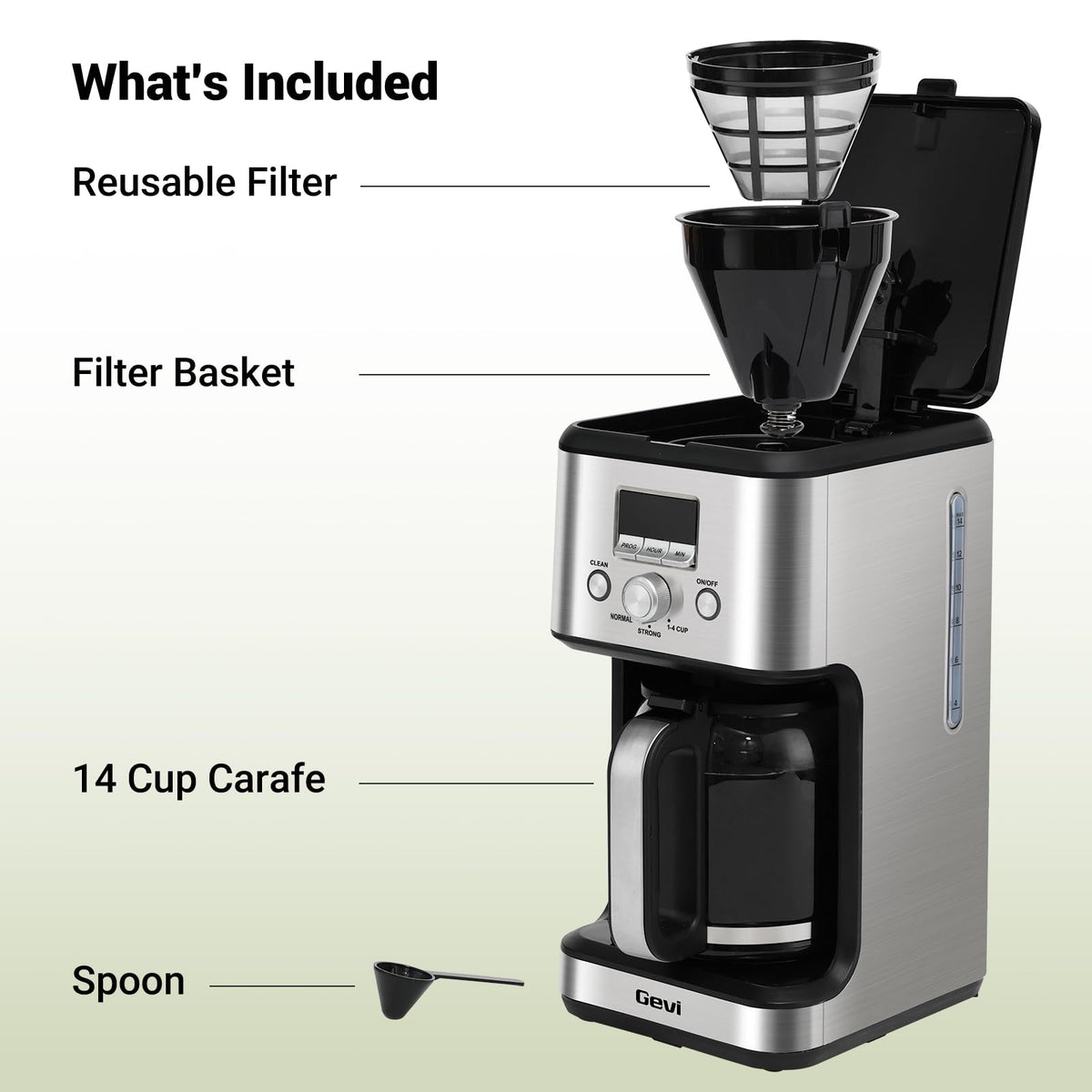 14 Cup Programmable Drip Coffee Maker with Glass Carafe J347
