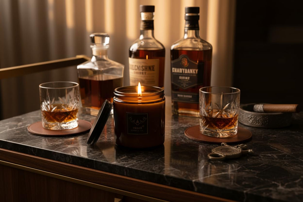 Leather & Whiskey Scented 16 oz Soy Wax Candle E78893
