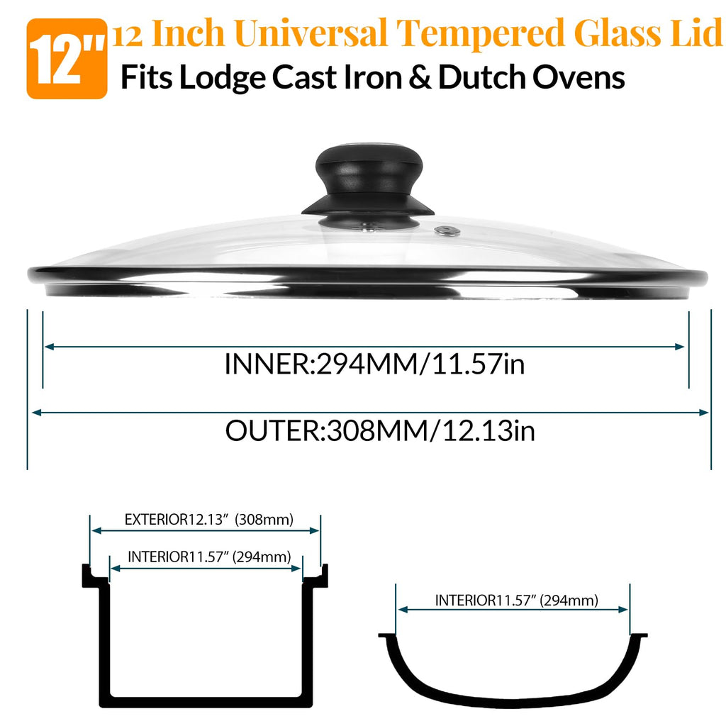 12 Inch Tempered Glass Lid for Frying Pan & Skillet W355