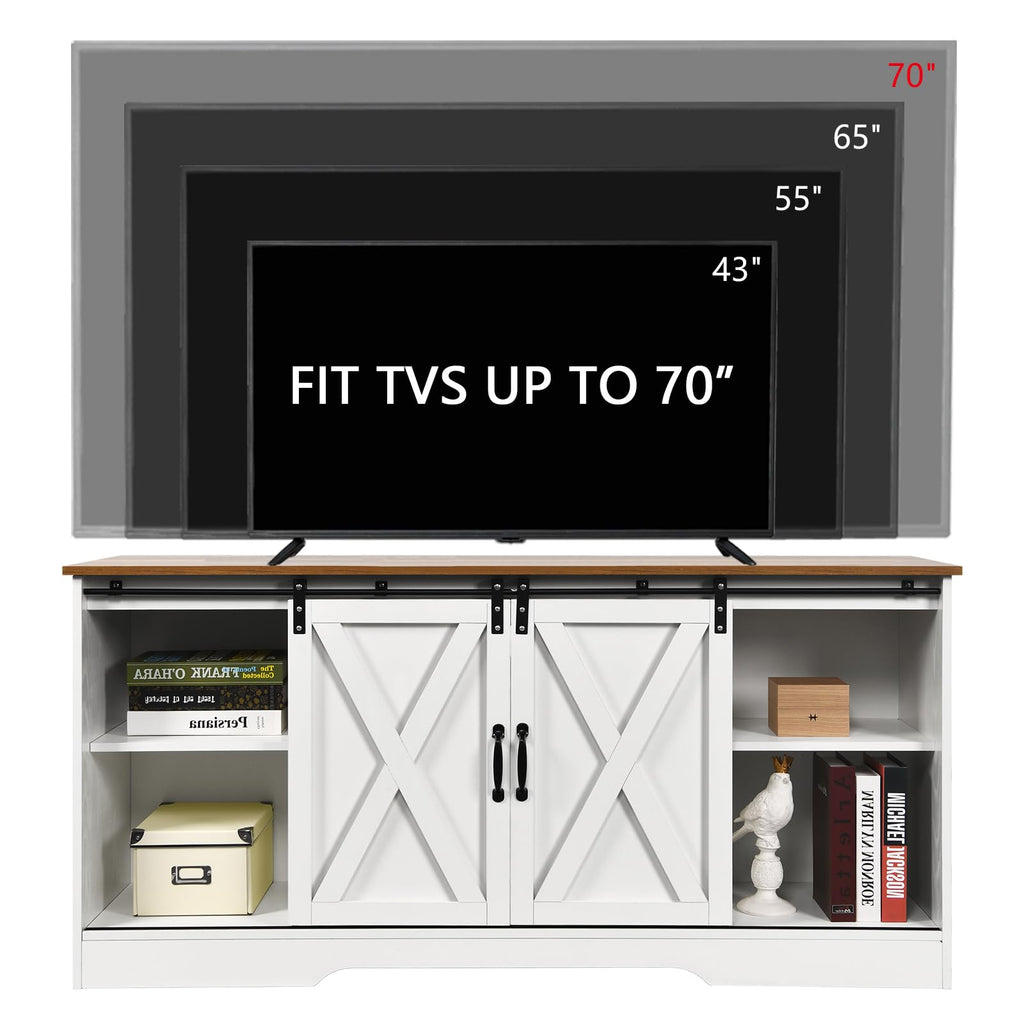 White Farmhouse TV Stand for 65 Inch TV Q5268