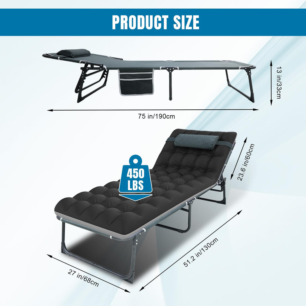 5-Position Folding Camping Cot with Mattress E716