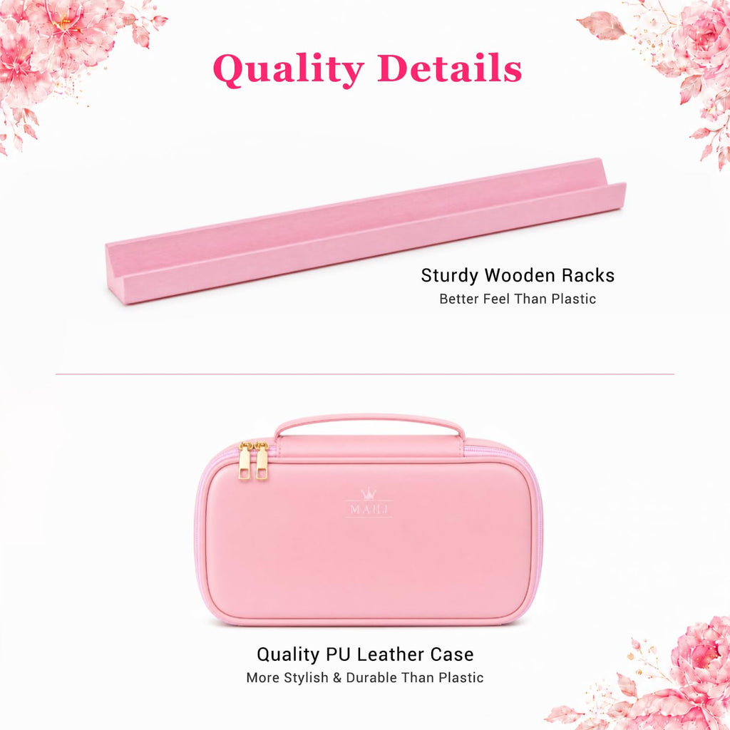 Pink Mini Travel Mahjong Tile Set with Racks and Bag S365085