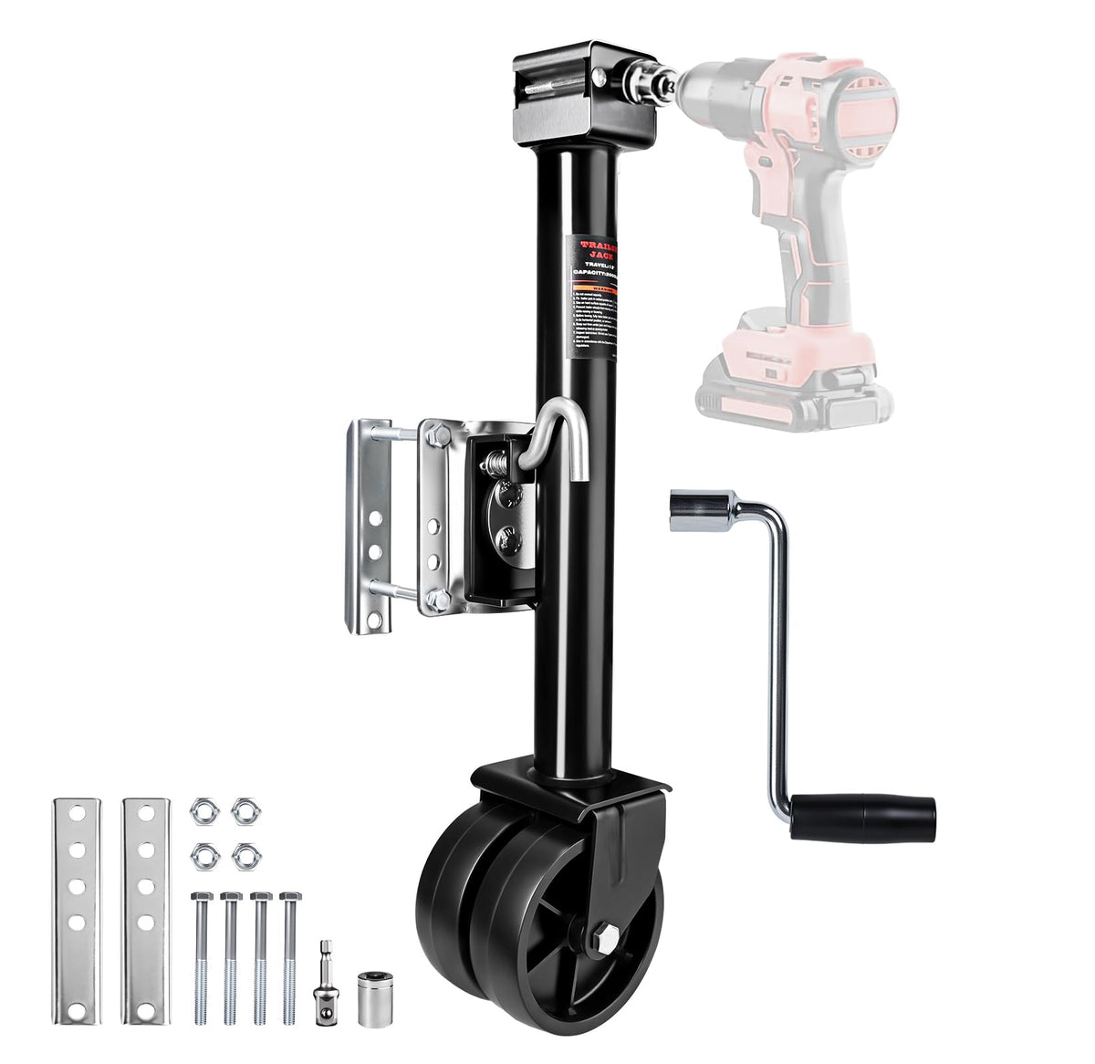 2000 lbs 12" Lift Swivel Trailer Jack with Dual Wheel S42857