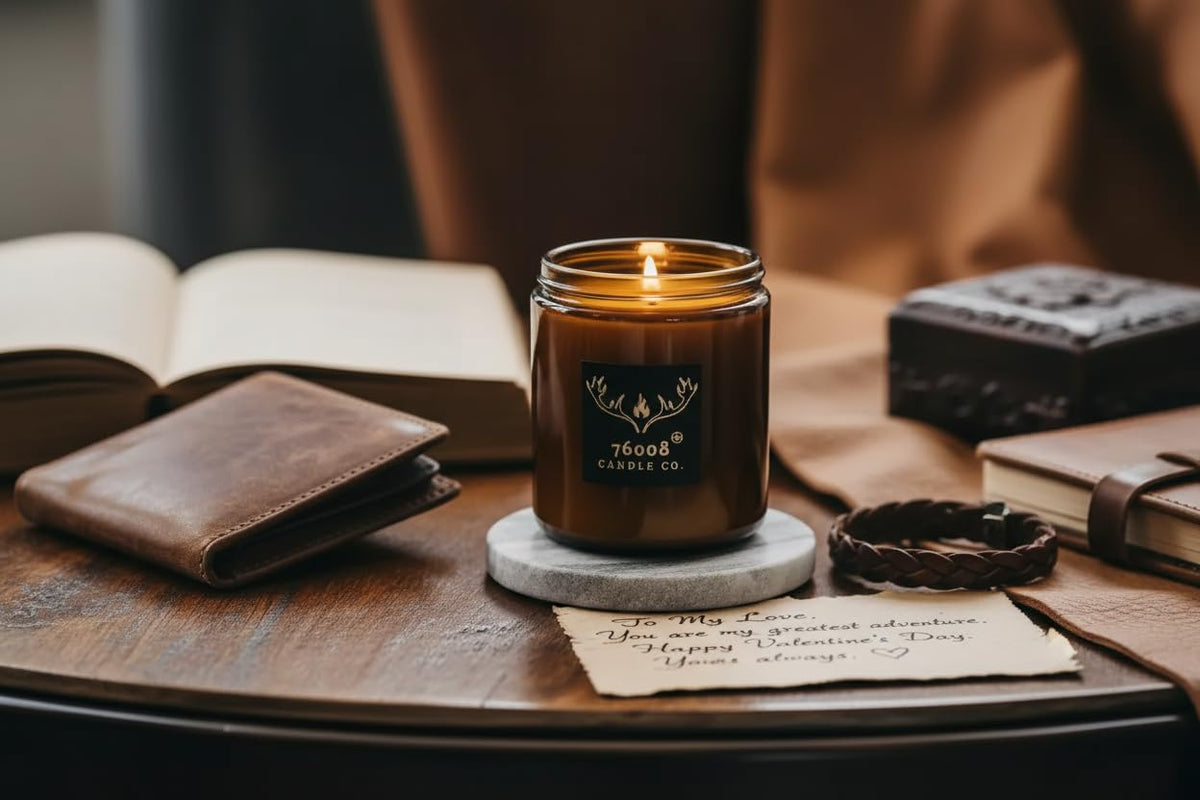 Leather & Whiskey Scented 16 oz Soy Wax Candle E78893