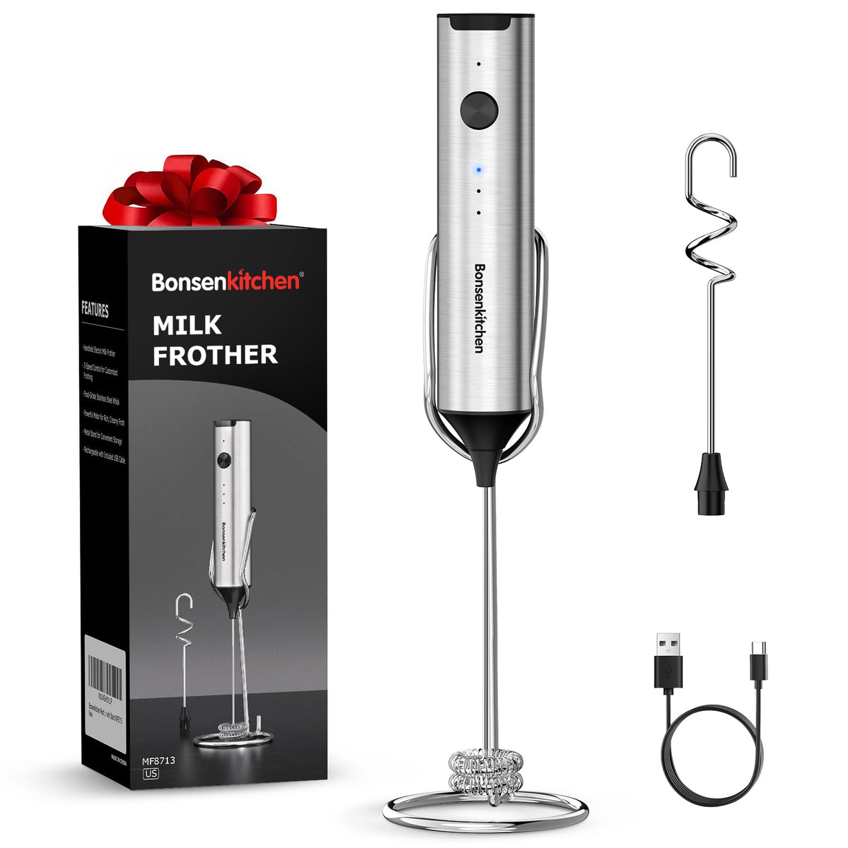 Rechargeable 3-Speed Handheld Milk Frother D390114
