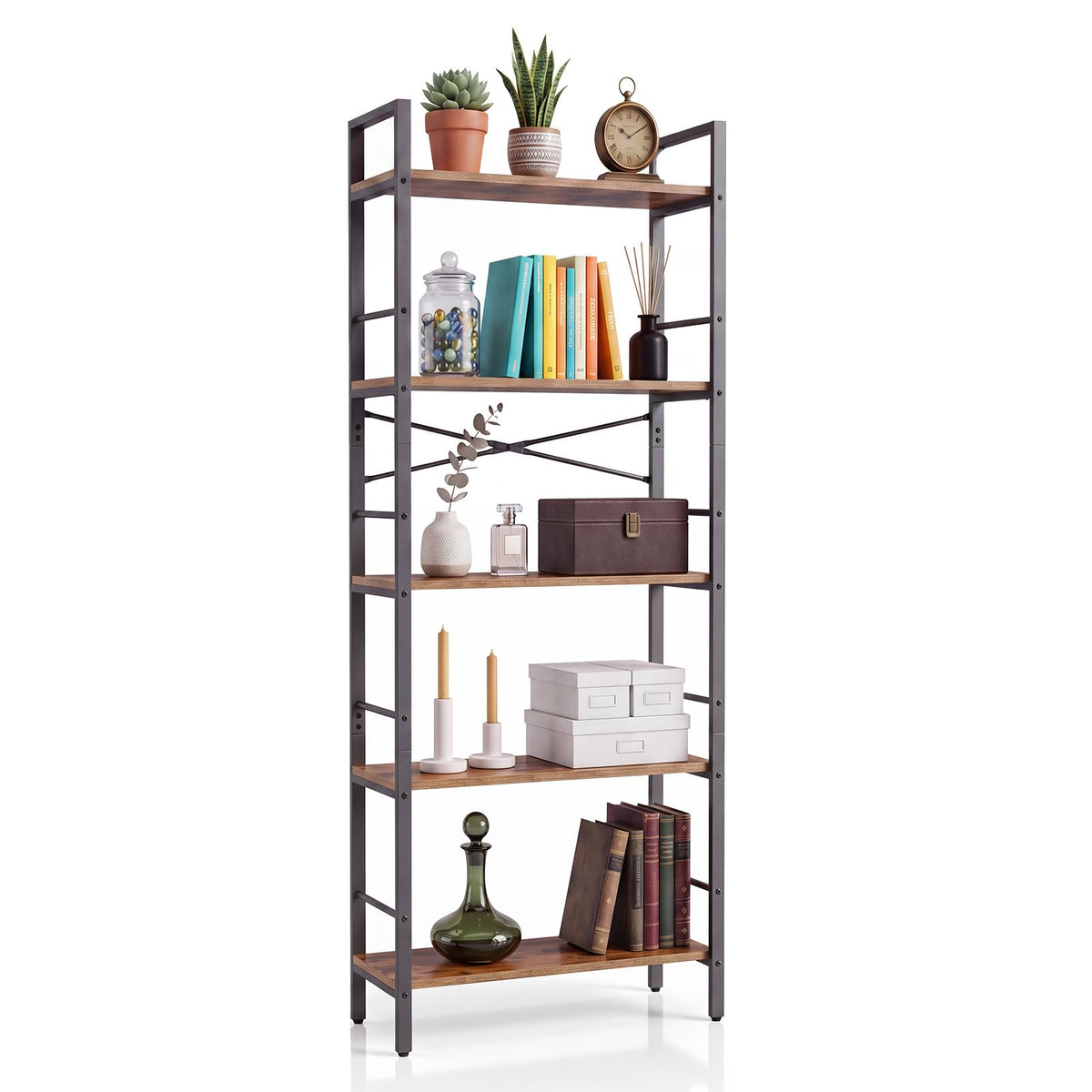5-Tier Arched Bookcase with Side Rails H592242