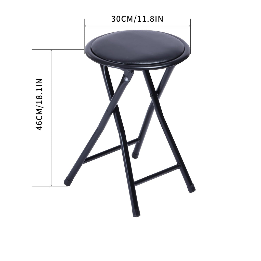 18-Inch Folding Stool with Padded Seat, Black (1 Pack) I7972