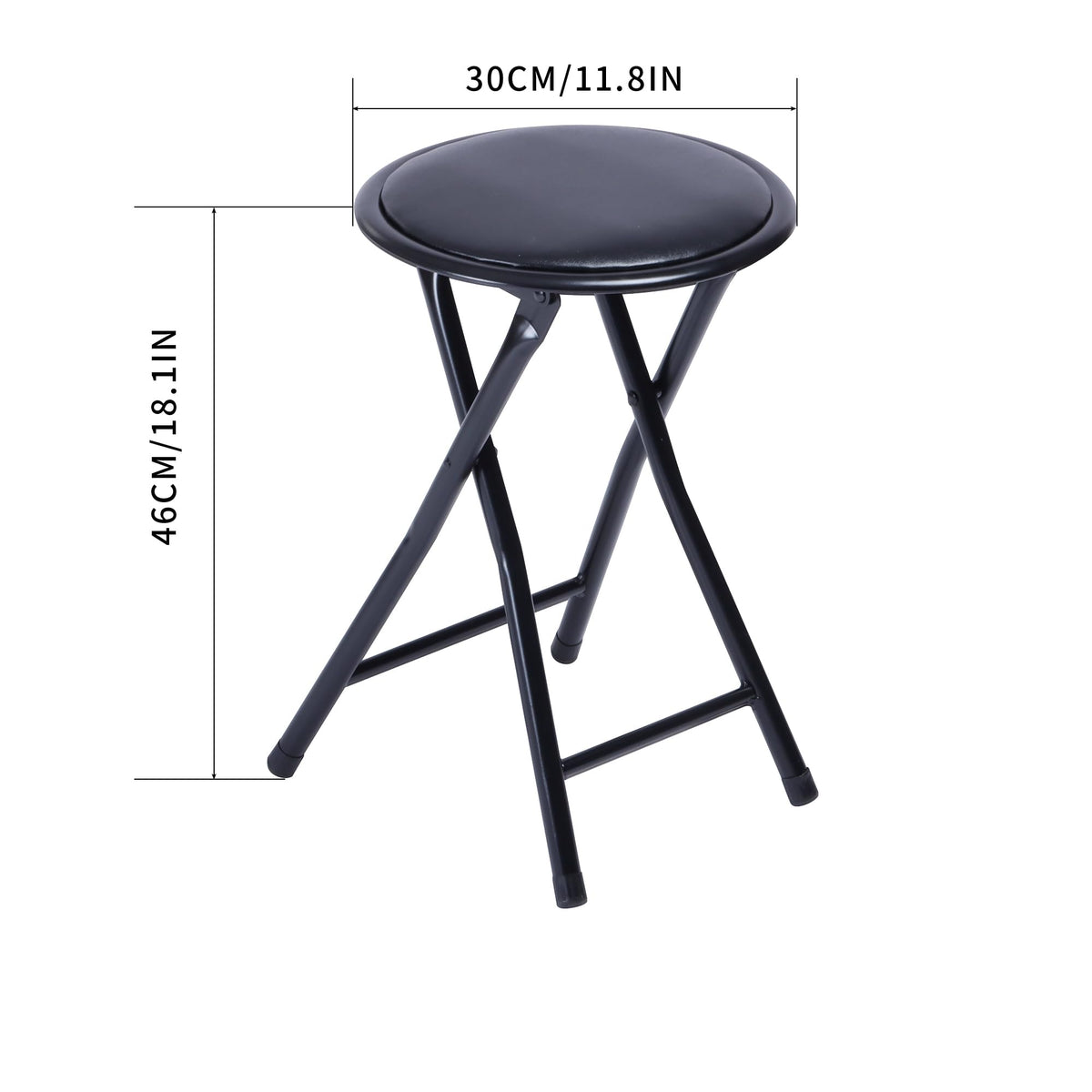 18-Inch Folding Stool with Padded Seat, Black (1 Pack) I7972