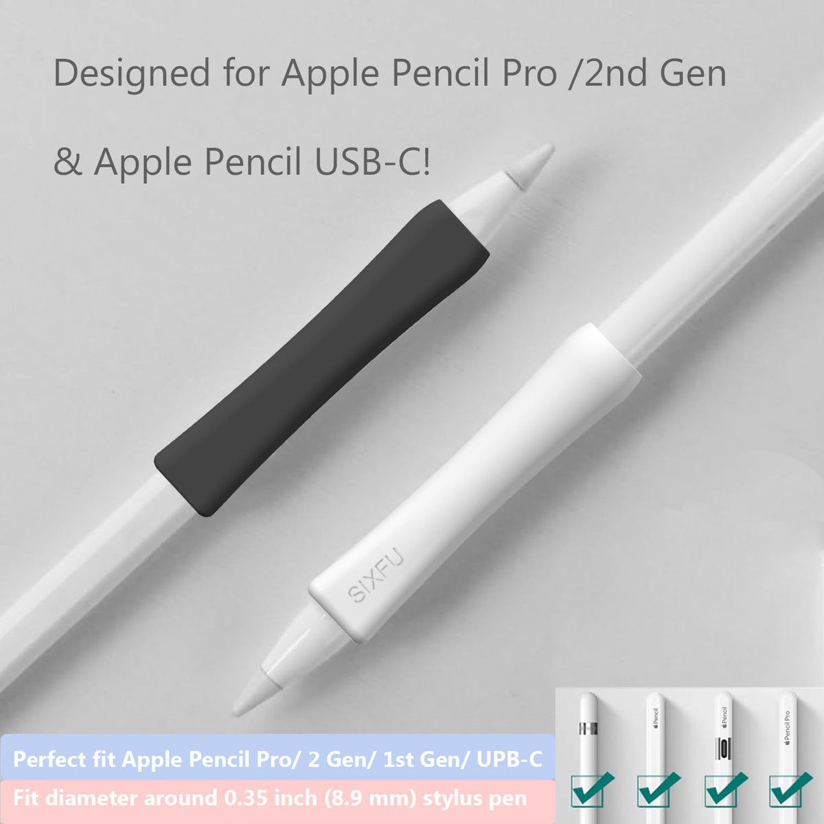 Black White 2 PCS Stylus Pen Grip M379
