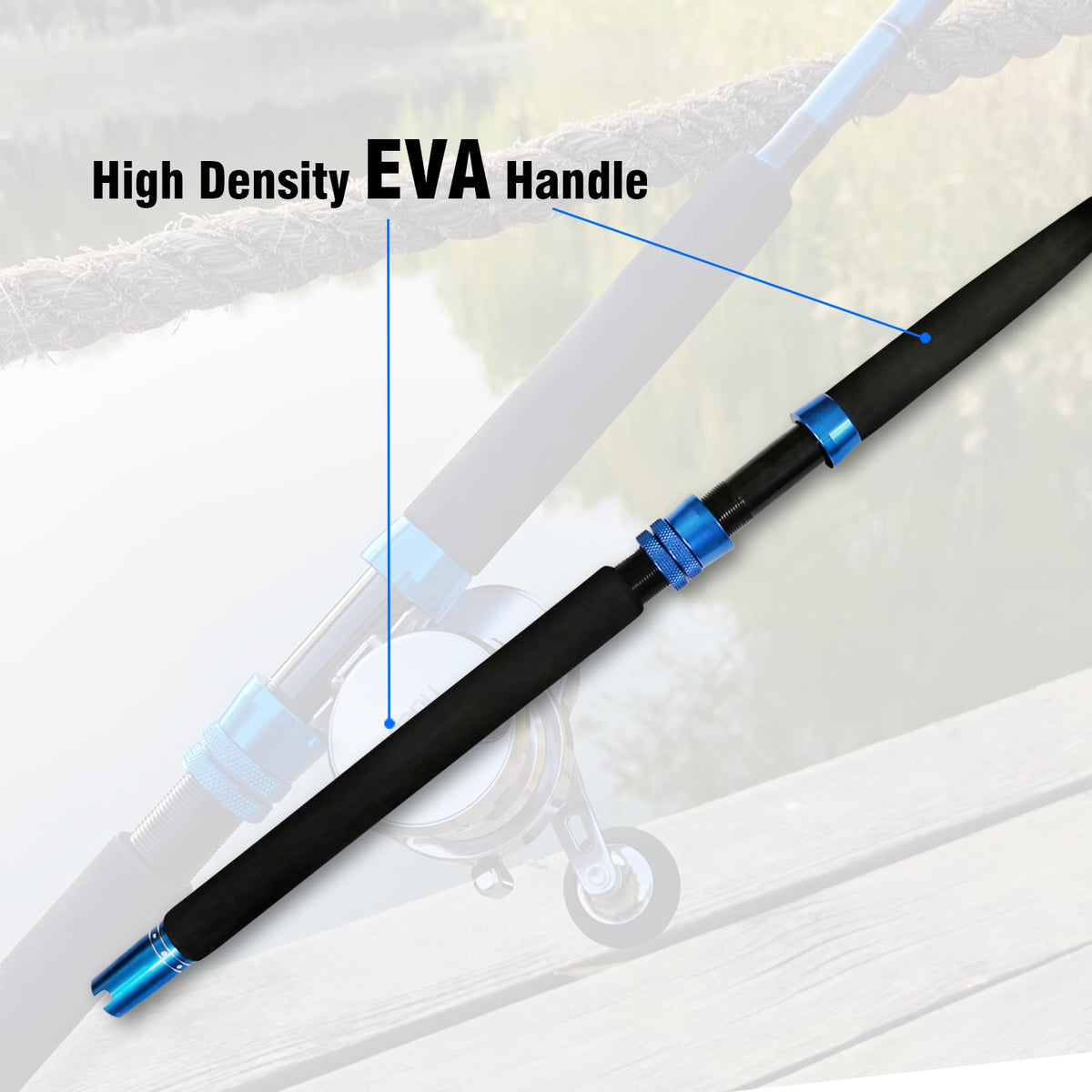 1-Piece 2-Piece Saltwater Trolling Rod Conventional Boat Fishing Pole T9842