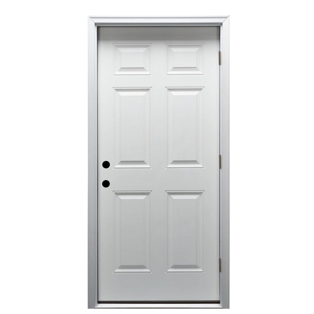 Primed Left Hand Outswing 6-Panel Steel Prehung Door 36"x80" Y32759