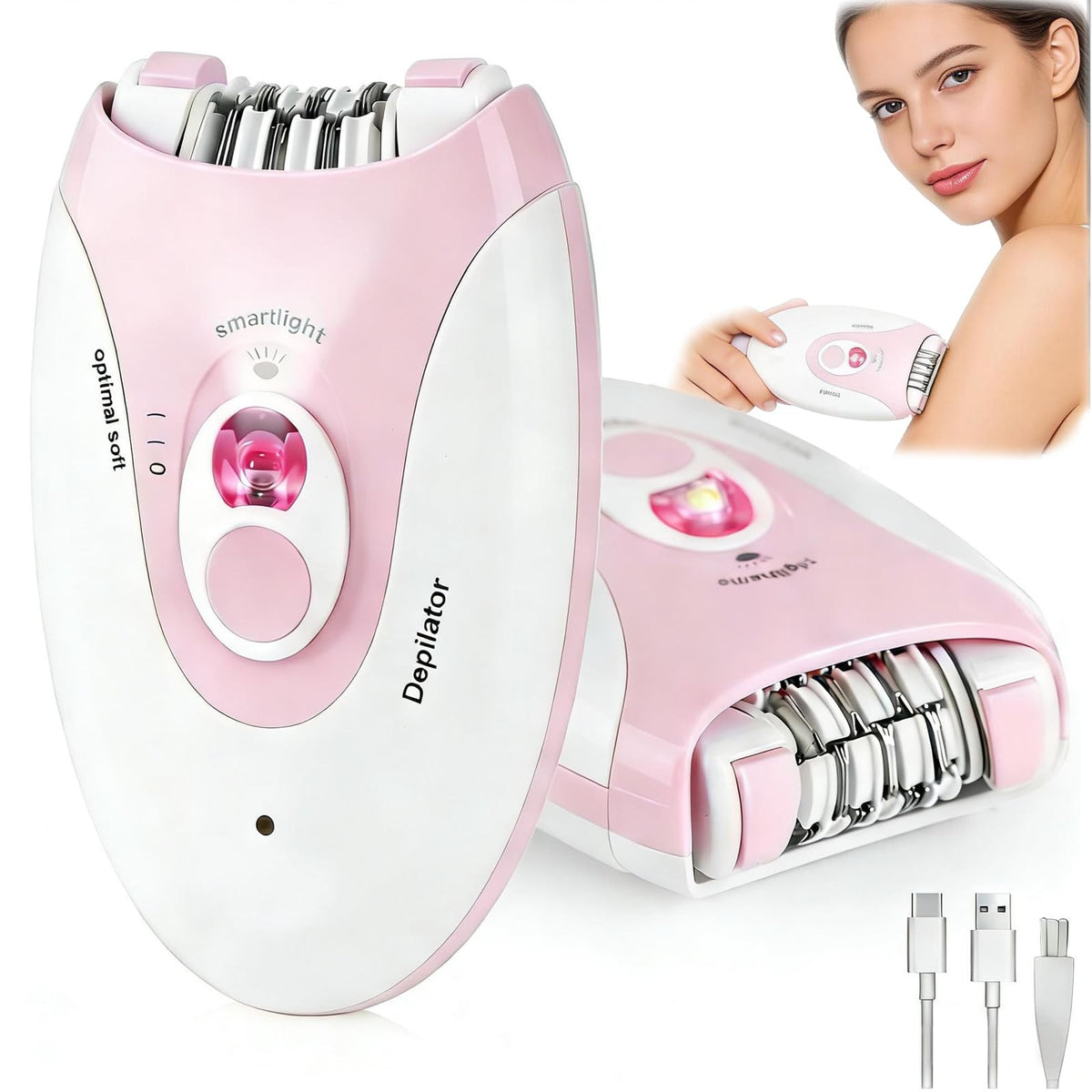 Rechargeable 2 Speed Epilator with LED Light & 36 Tweezers N330759