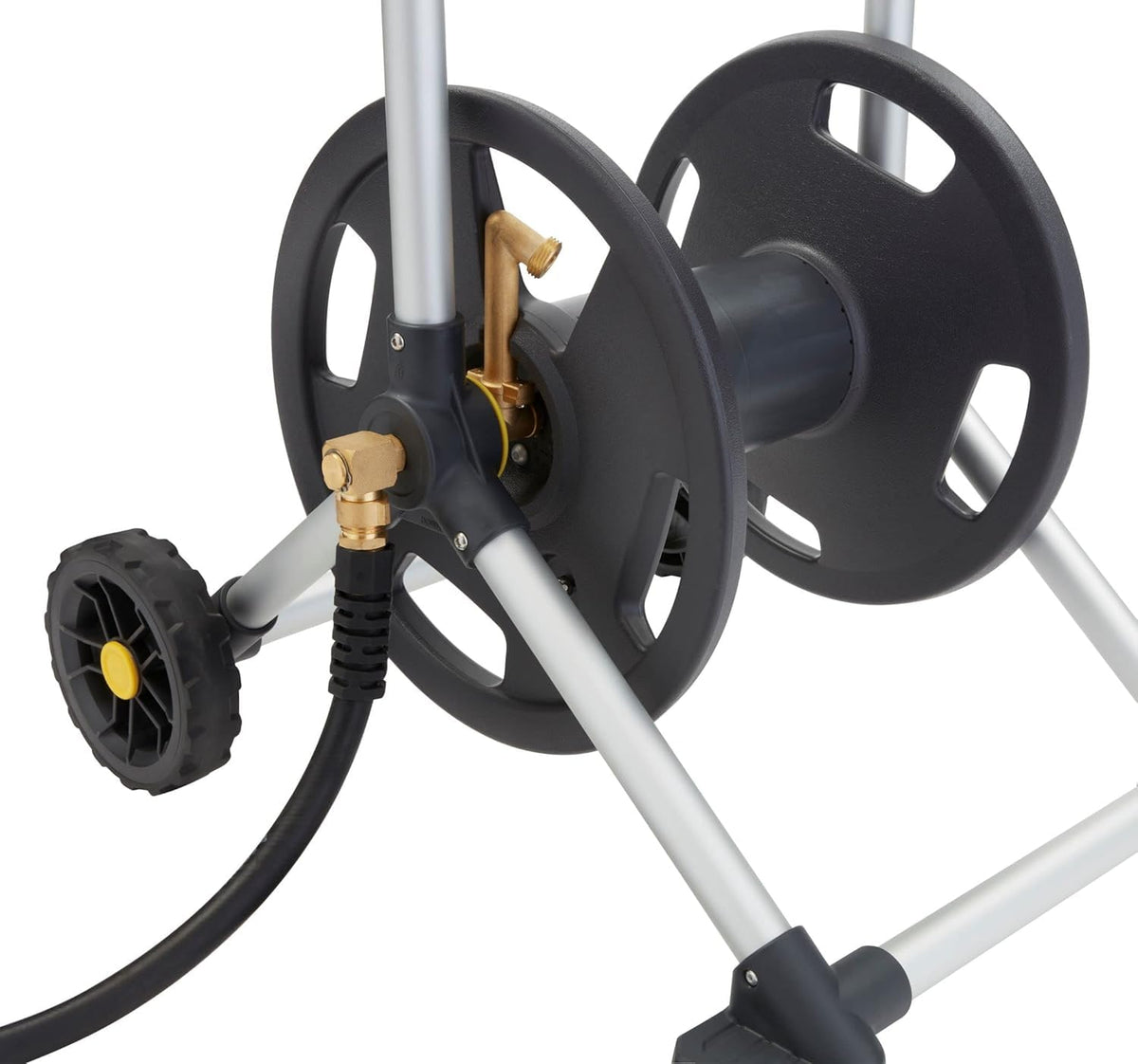 Aluminum Garden Hose Reel, 200 Ft, Brass Fittings O2002