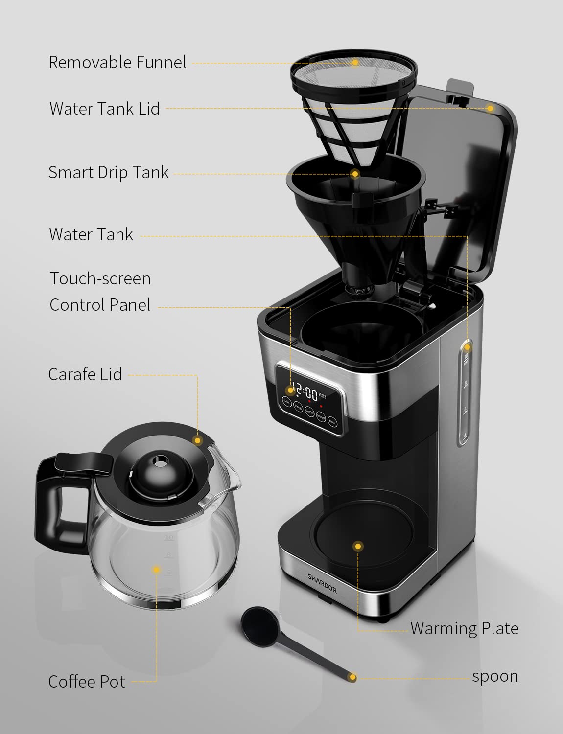 10-Cup Programmable Drip Coffee Maker with Permanent Filter H511