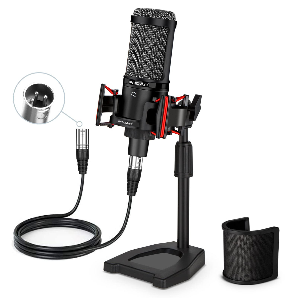 XLR Cardioid Condenser Podcast Microphone with Desktop Stand Z5822
