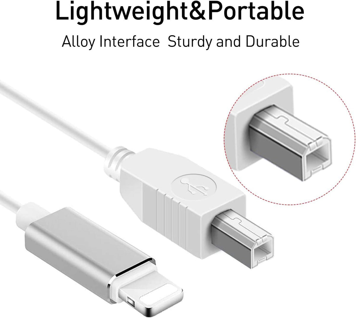 Lightning to MIDI Cable, 6.6FT Type B OTG A2208