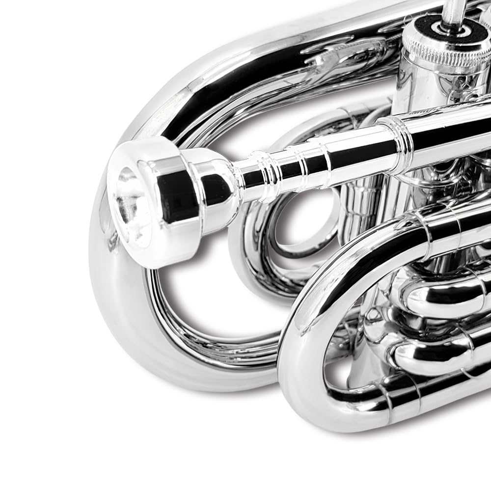 Pocket Trumpet Mini Brass Instrument with 7C Mouthpiece & Case H724723