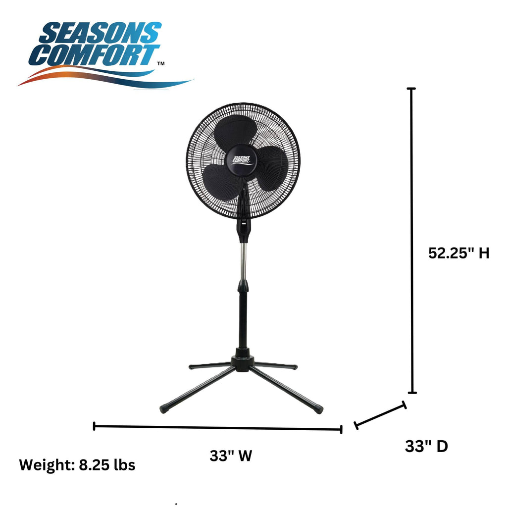 18" Oscillating Pedestal Fan, Adjustable Height, 3 Speed I80839
