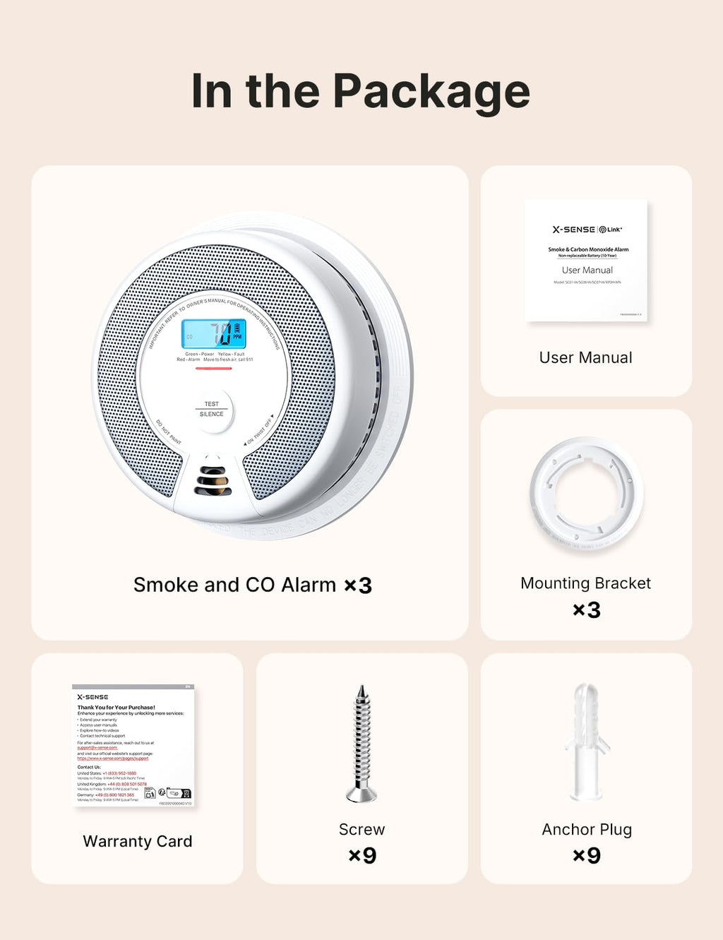 Smoke and Carbon Monoxide Detector Combo 3-Pack T850981