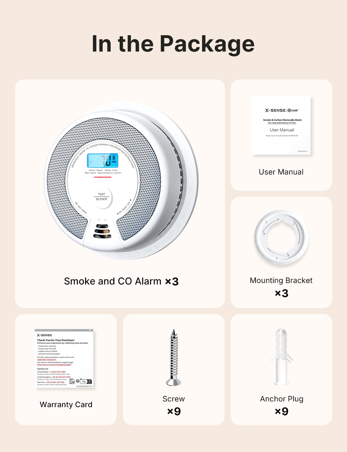 Smoke and Carbon Monoxide Detector Combo 3-Pack T850981