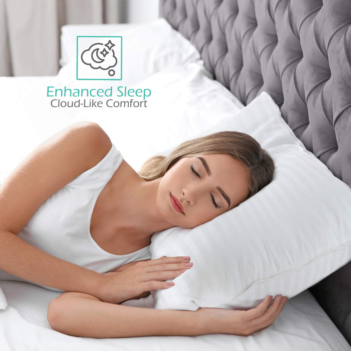 Queen Size Cotton Down Alternative Pillows Set of 2 N524