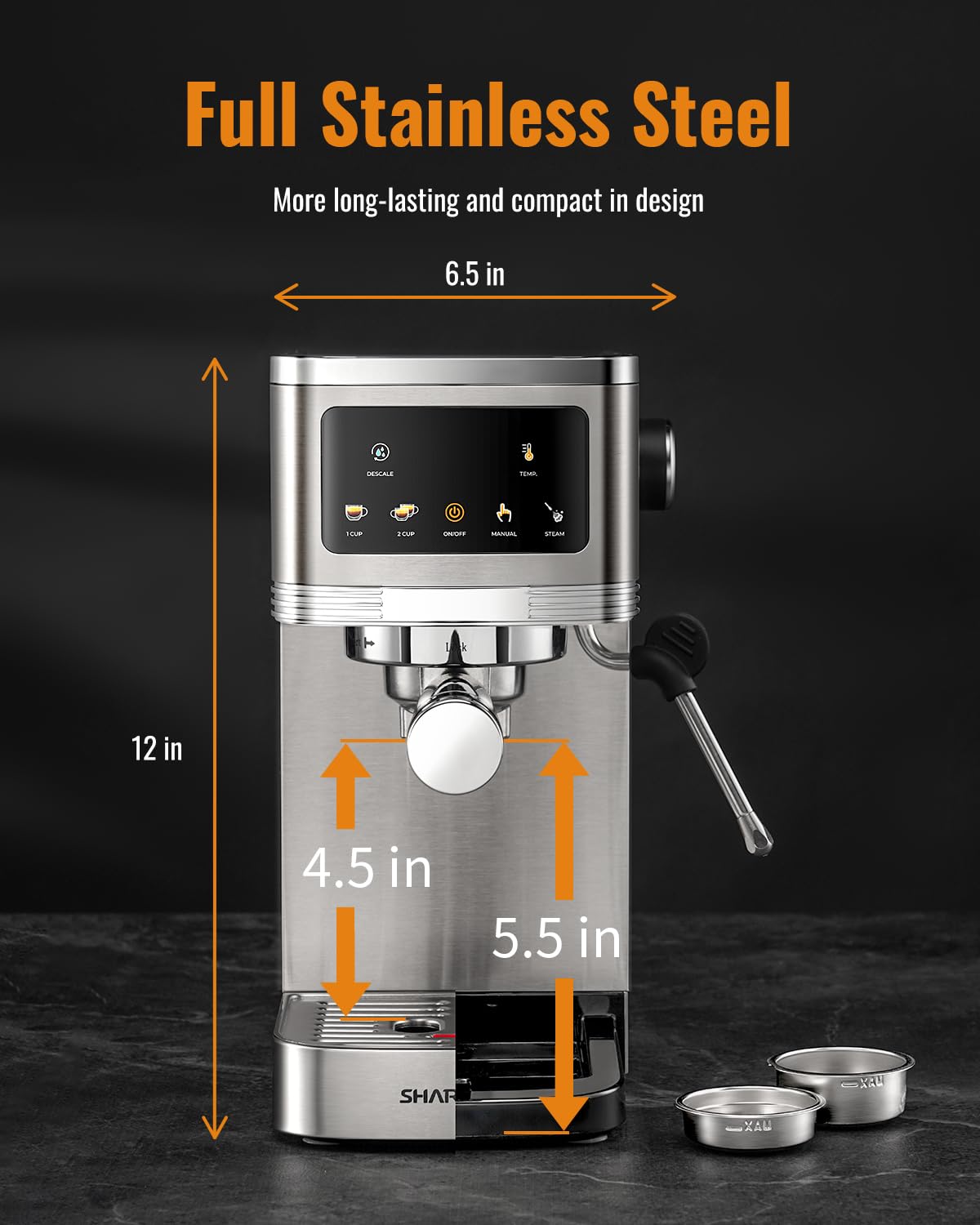 20 Bar Espresso Machine with Milk Frother and Touchscreen B851