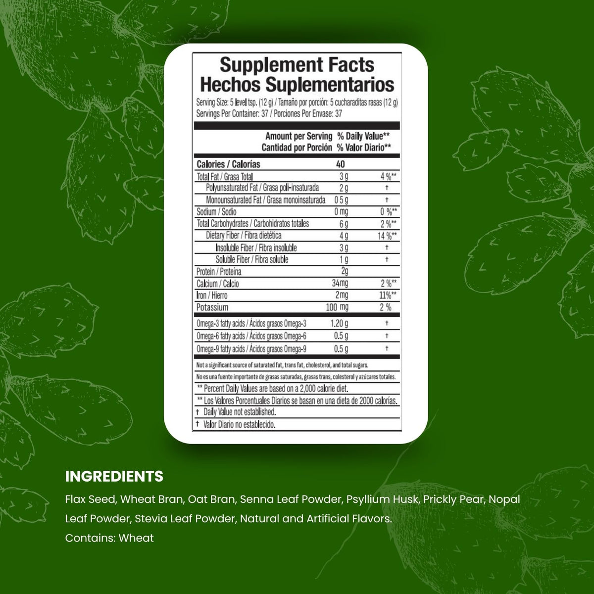 Fiber Powder 1 Lb Flax Seed Psyllium Husk Oat Wheat Bran R644