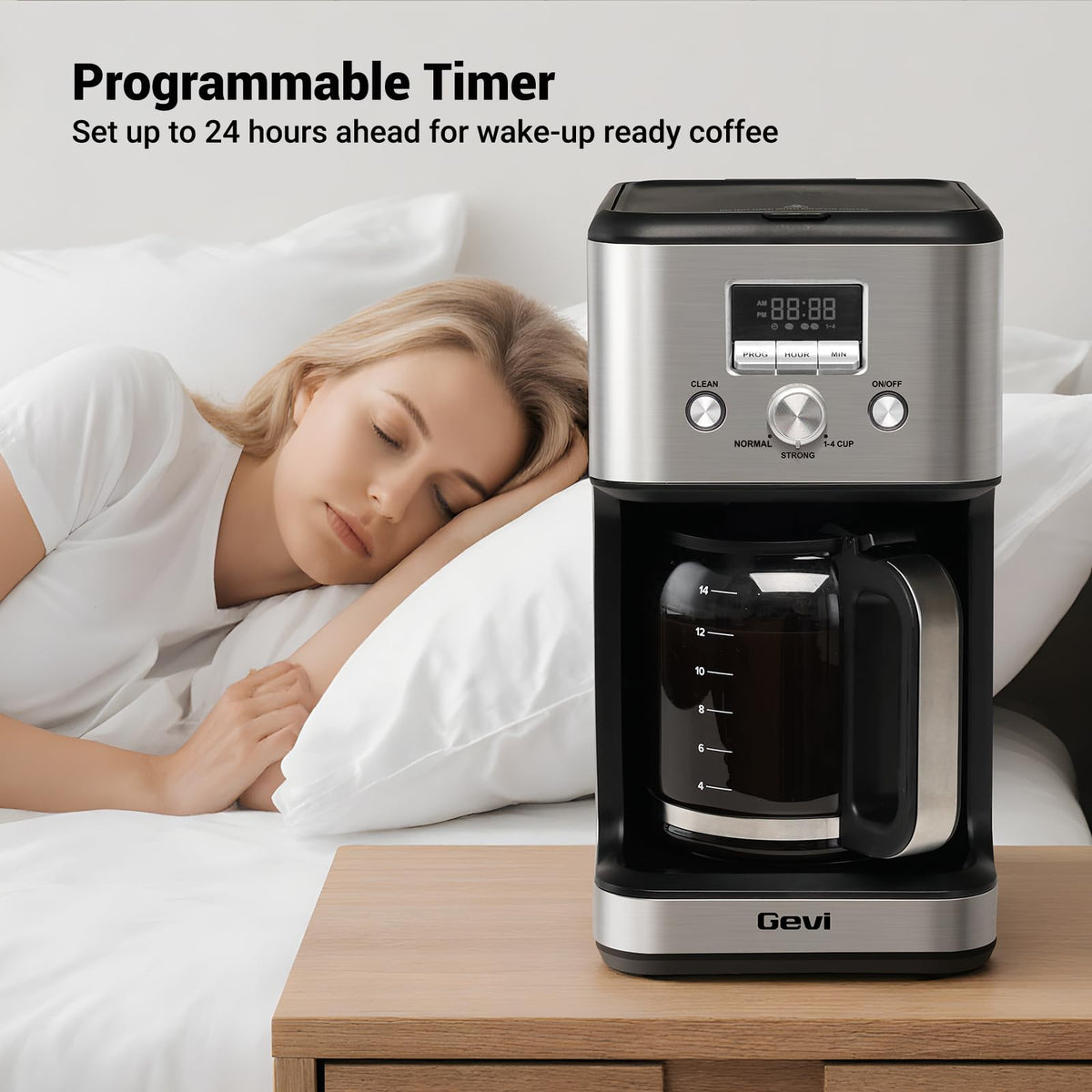 14 Cup Programmable Drip Coffee Maker with Glass Carafe J347