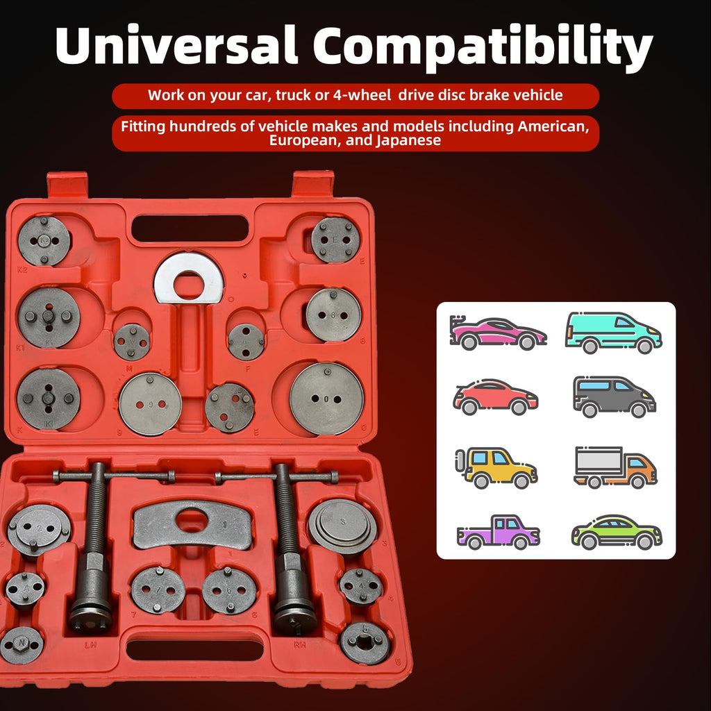 Disc Brake Caliper Compressor Wind Back Tool 24pc Q306