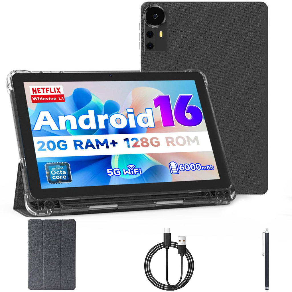 10 inch Tablet 20GB RAM 128GB ROM Octa-Core with Case and Stylus Black Y206