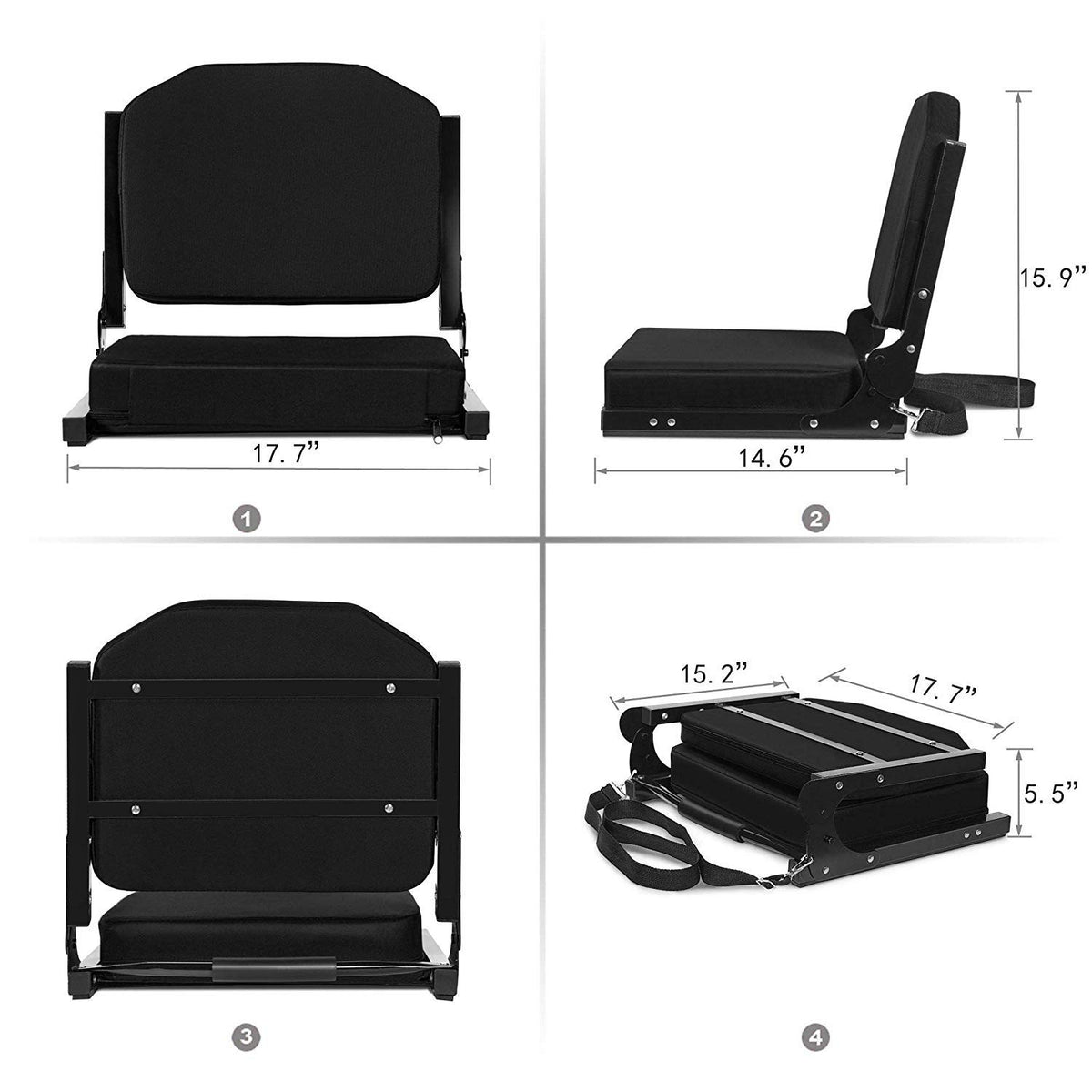 Black Portable Stadium Seats with Back Support Q61571