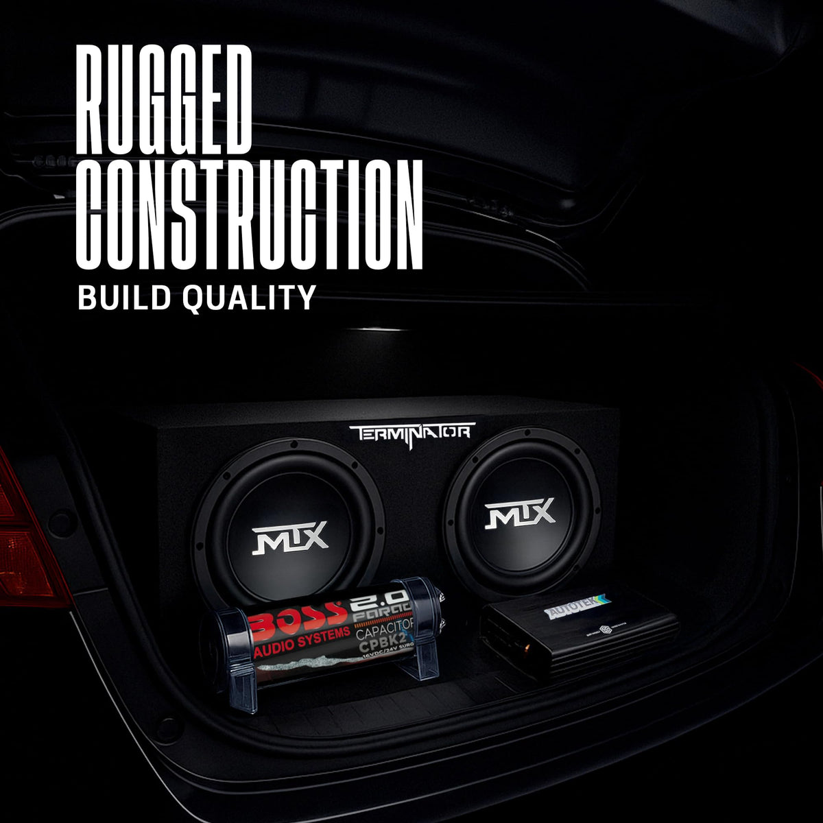 Dual 12" Subwoofer Box, Mono Amp, & Wiring Kit X666374