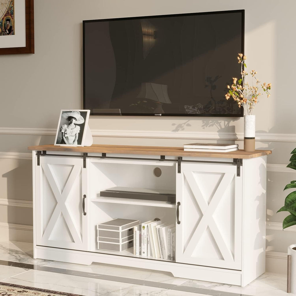 White Farmhouse TV Stand for 65 Inch TV Q5268